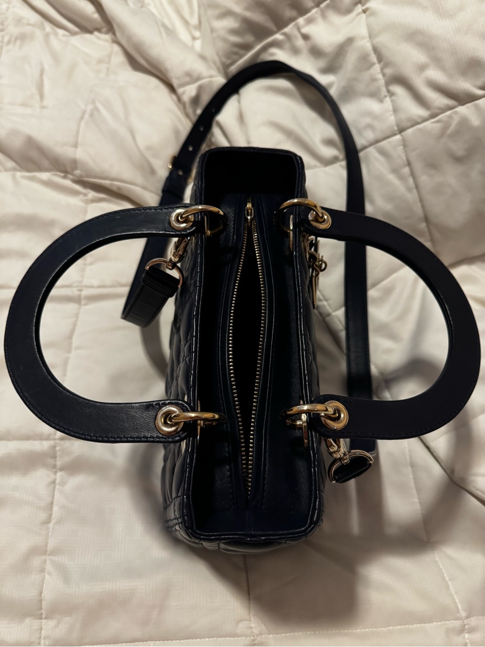 Dior Black Quilted Lady Dior Satchel with Gold Charms - Picture 5 of 11